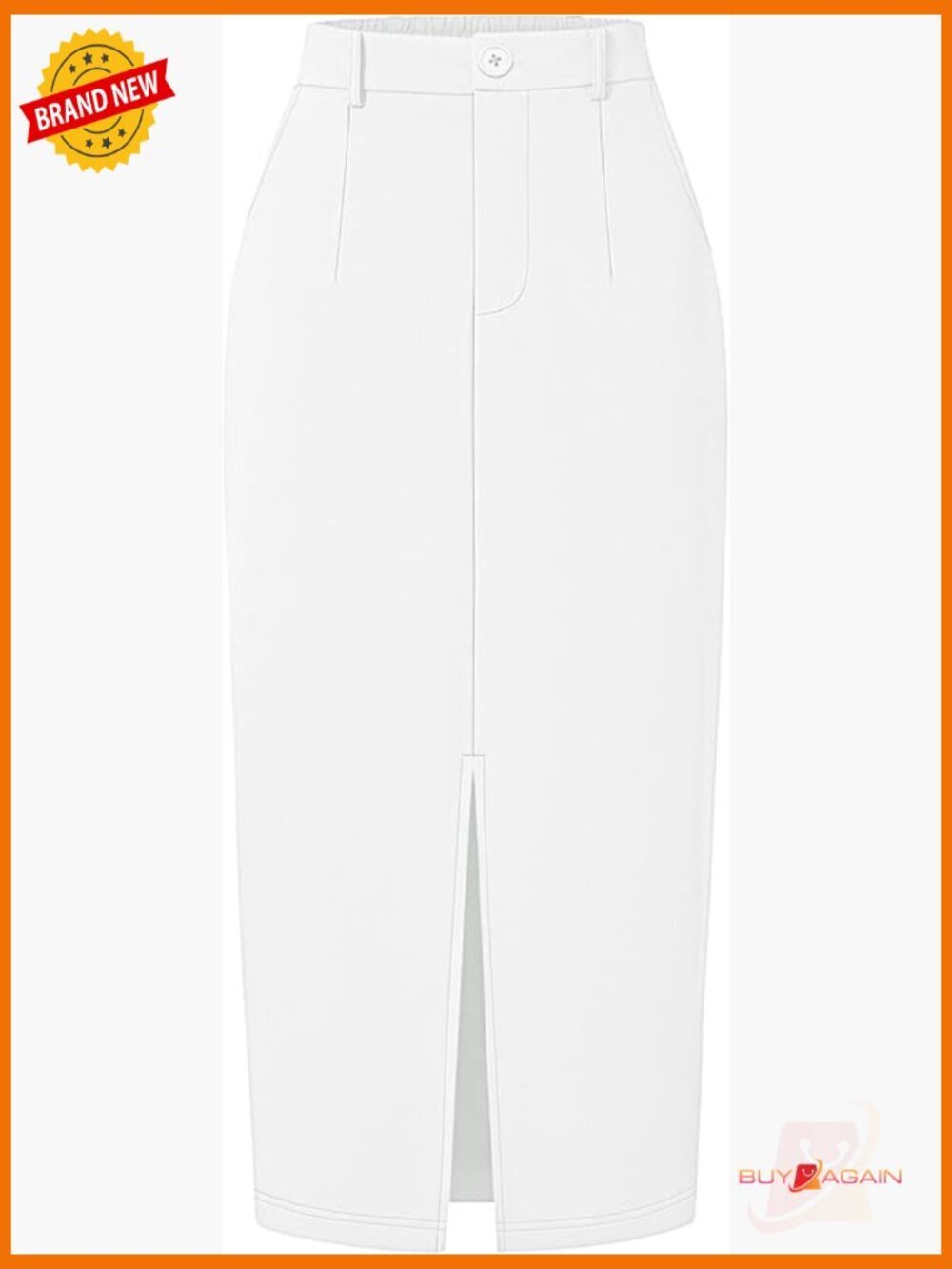 High Waisted Bodycon Midi Skirt with Front Slit, Office Business Casual